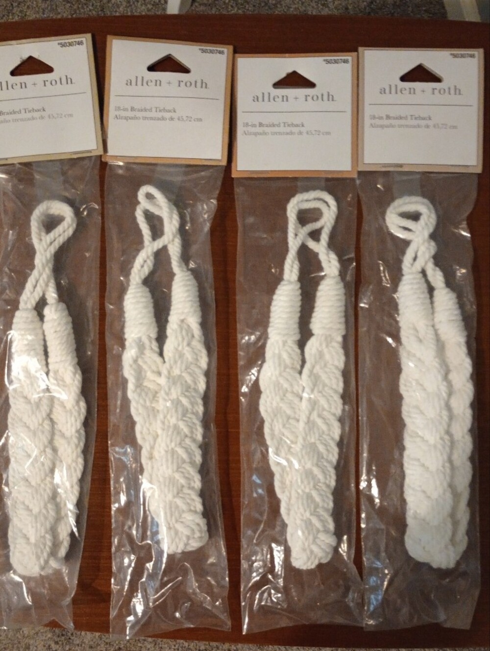 NEW allen + roth White 100% Cotton Braided Tieback (Set of 4)